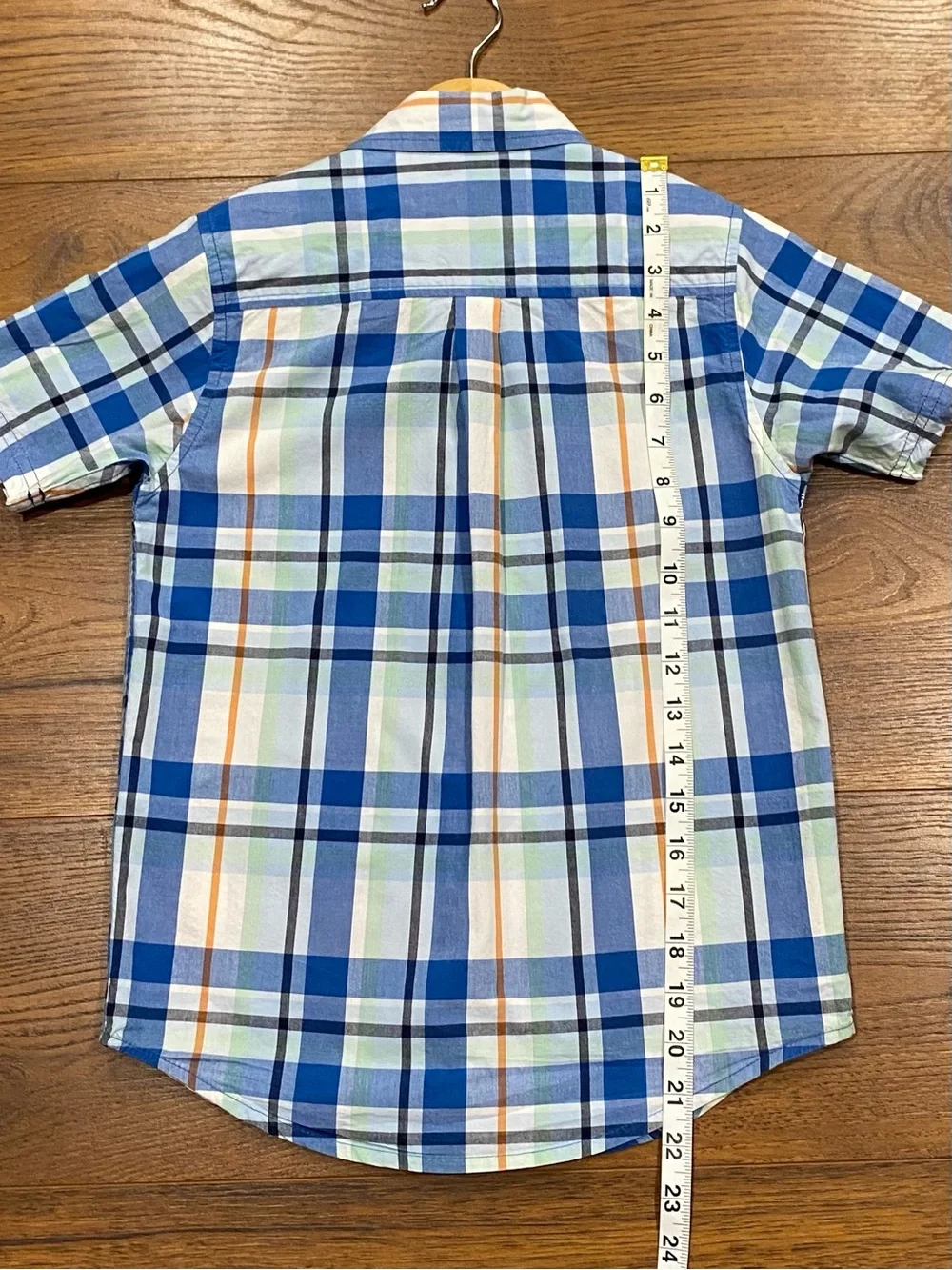 Gymboree Boys ‘Whale Hello There’ Blue Plaid Short Sleeve Shirt Size 7